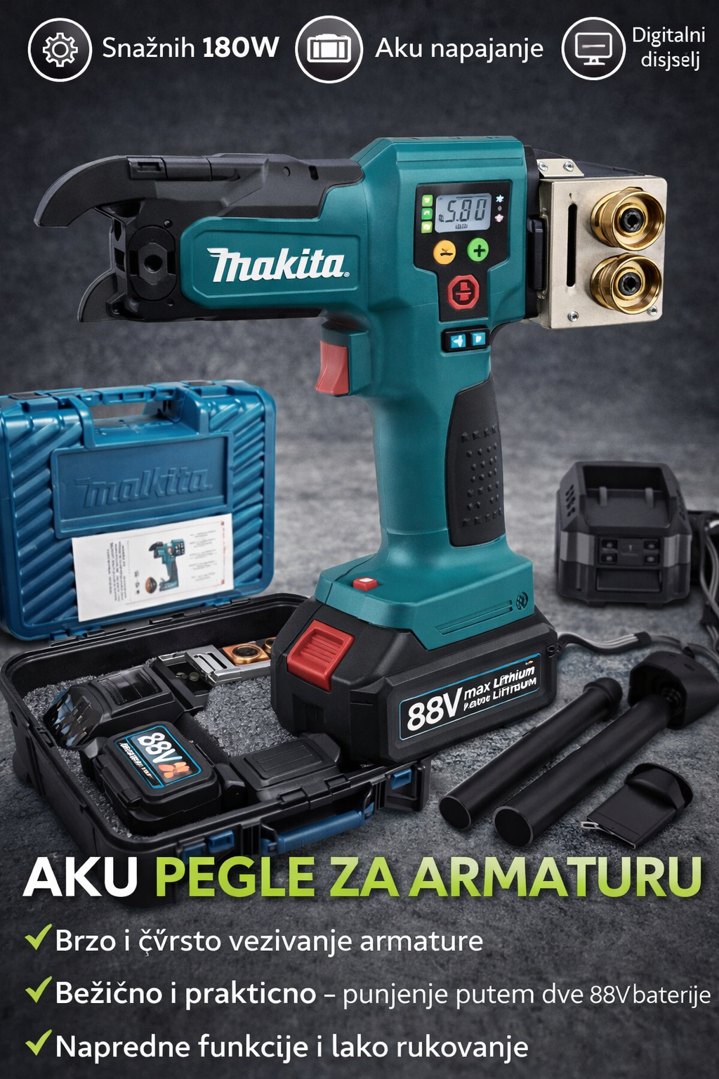 Aku Makita pegla za varenje cevi – set sa dve baterije