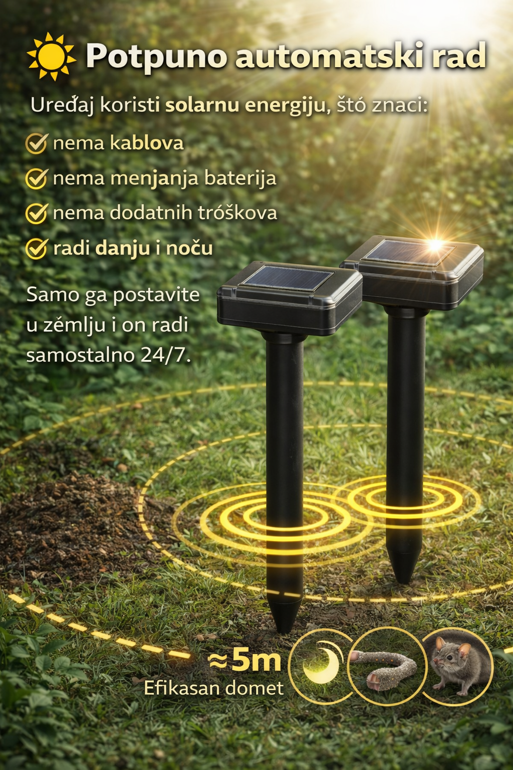 🌱 Solarni rasterivač krtica i štetočina 2komada