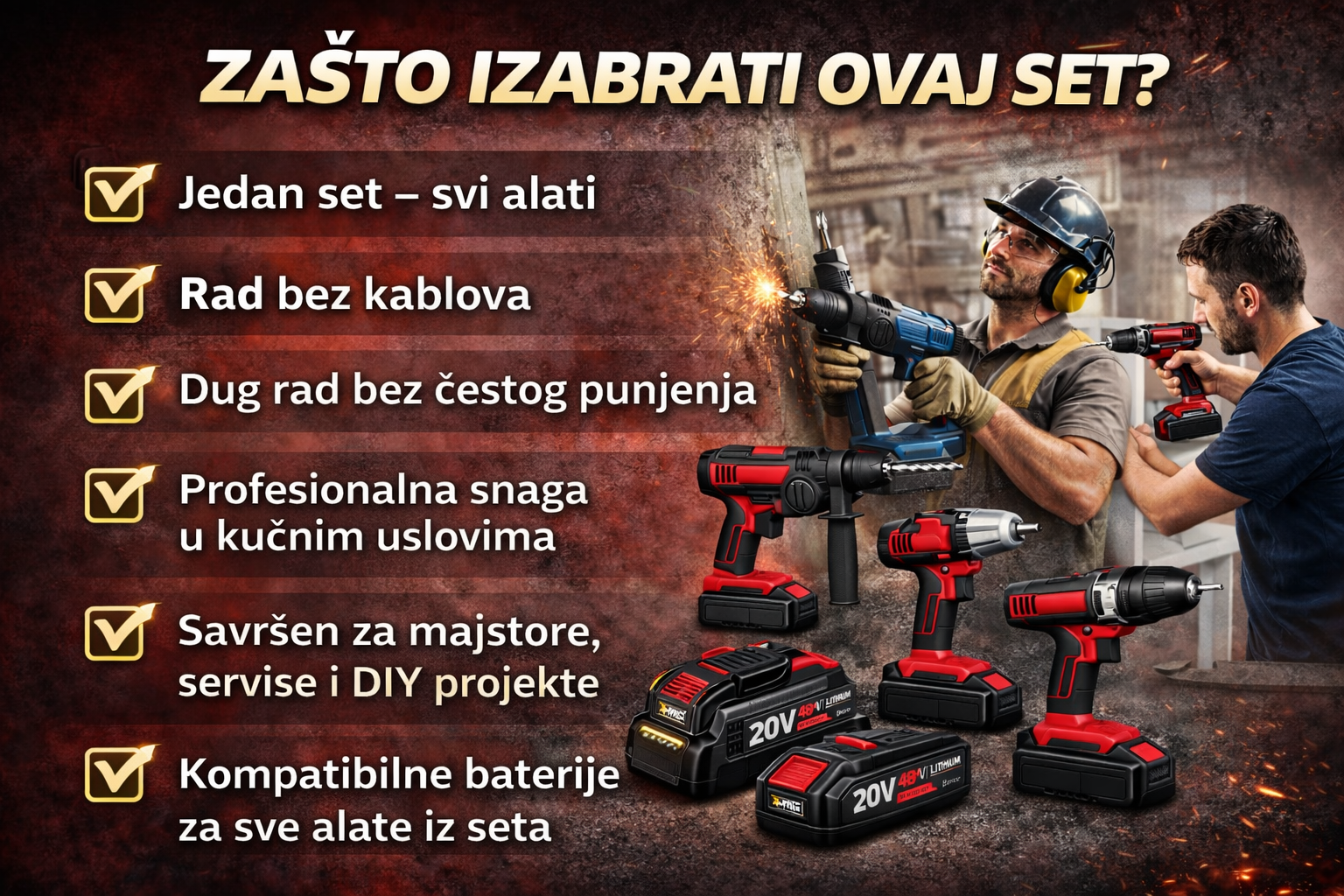 🔧 Multifunkcionalni 4 u 1 Akumulatorski Set Alata