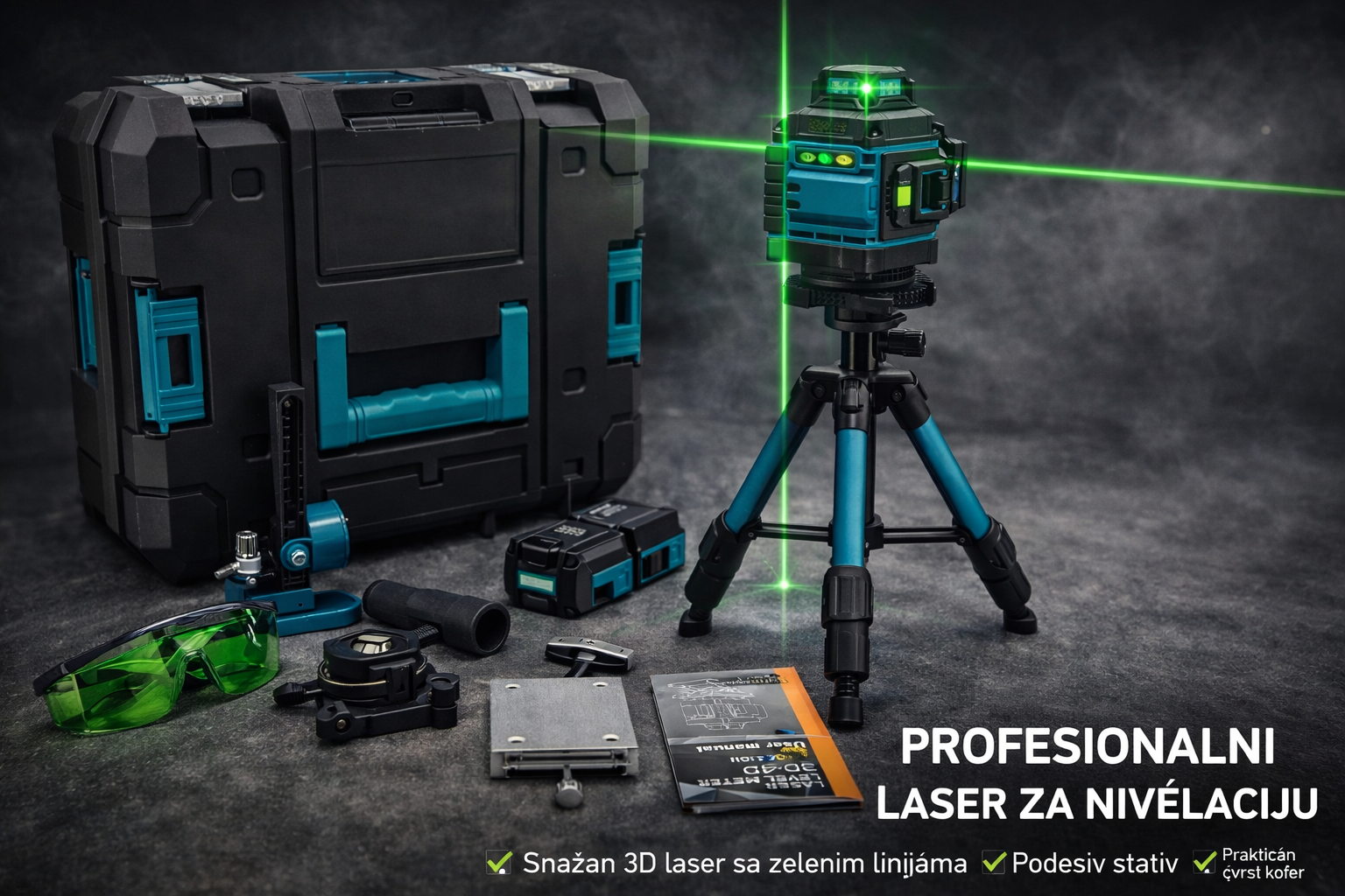 Profesionalni 4D Laser za Nivelaciju – 16 Linija | 360° Preciznost