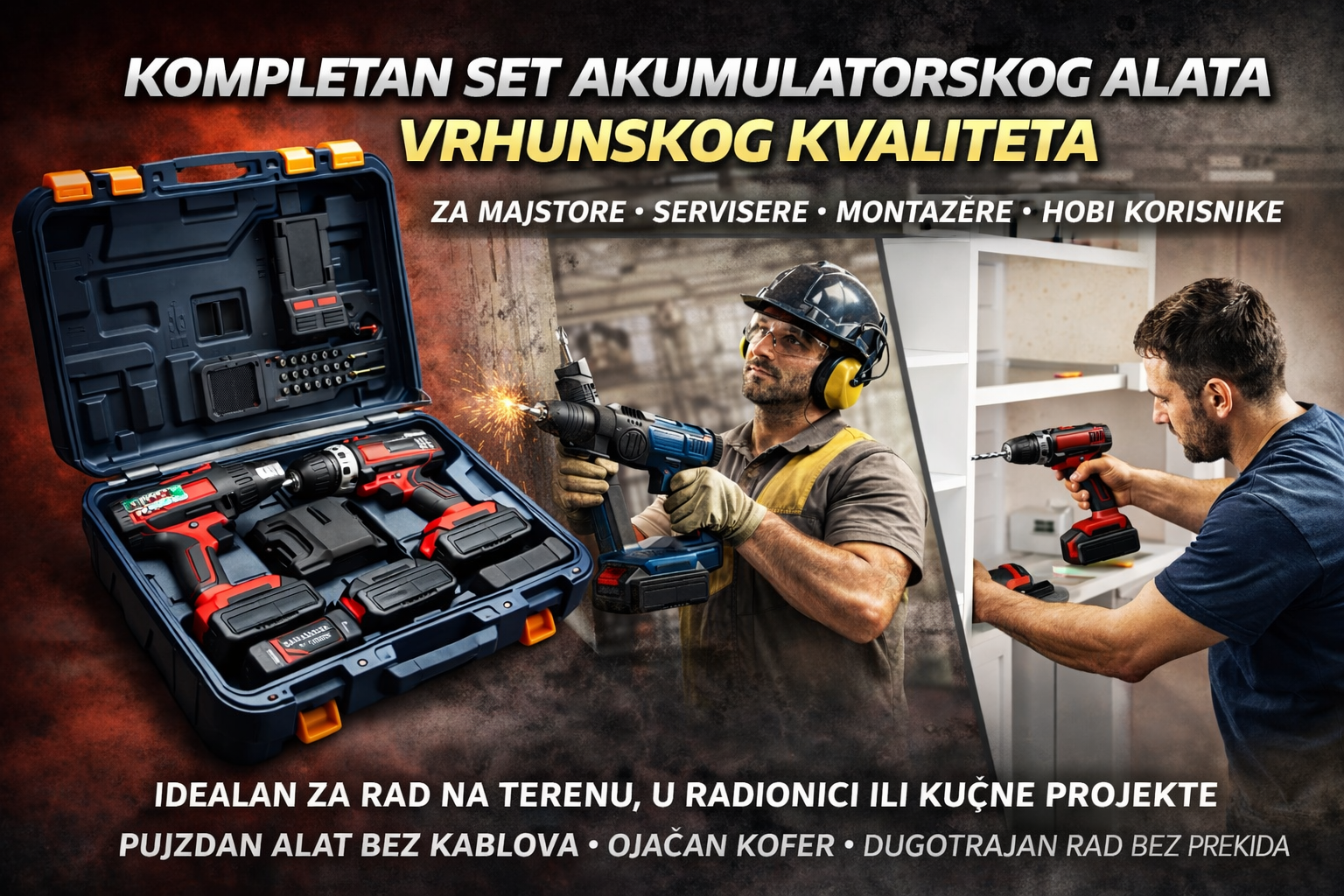 🔧 Multifunkcionalni 4 u 1 Akumulatorski Set Alata