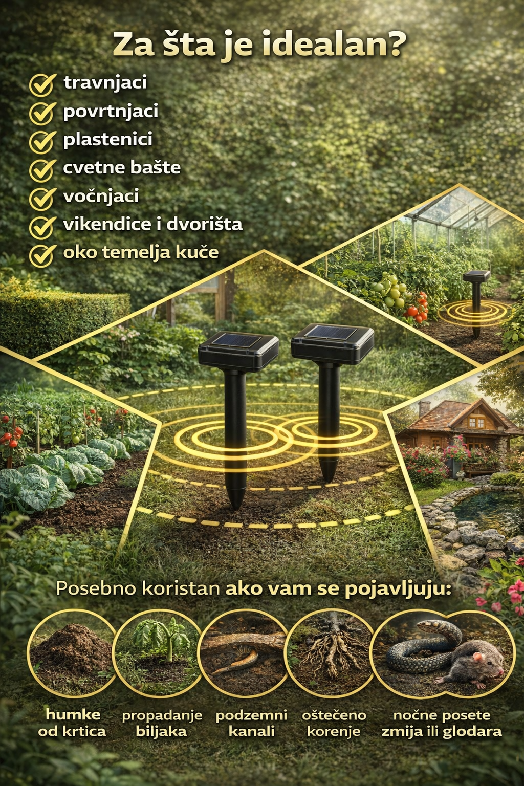 🌱 Solarni rasterivač krtica i štetočina 2komada