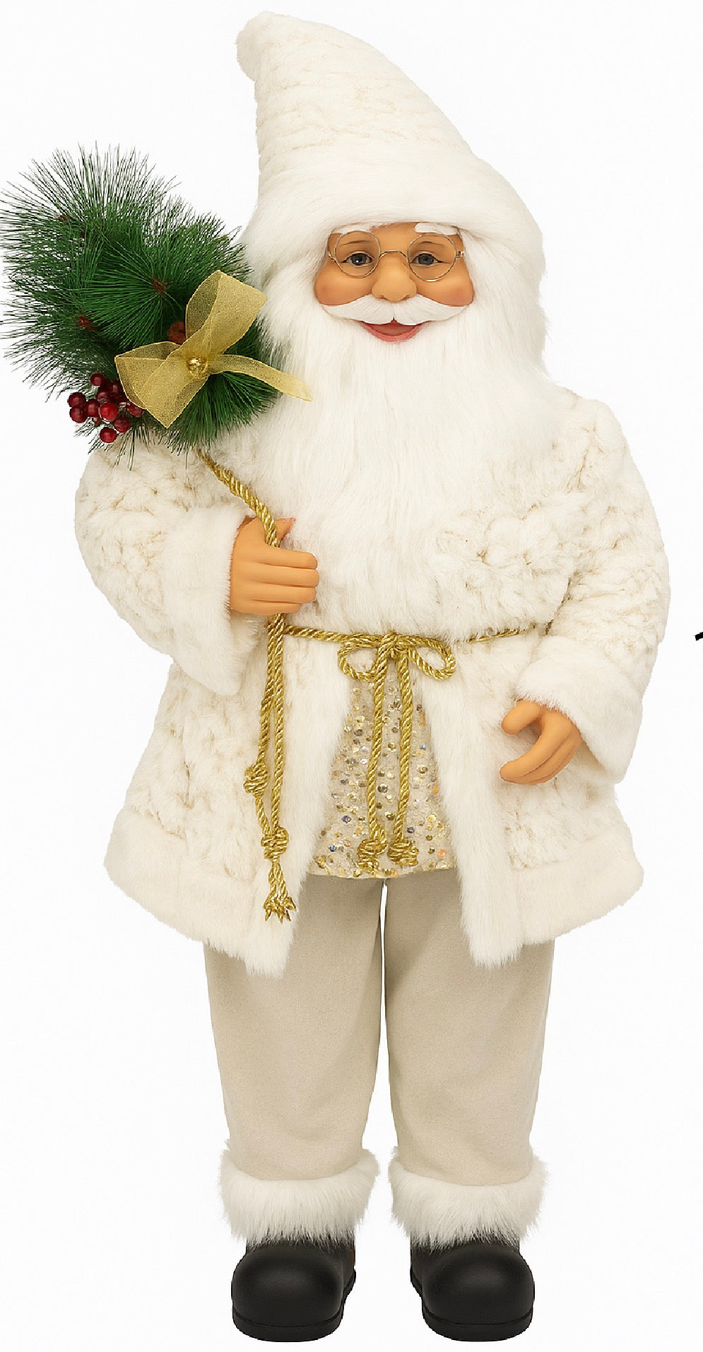 🎅 Luksuzni Deda Mraz u Belo-Zlatnoj Kombinaciji