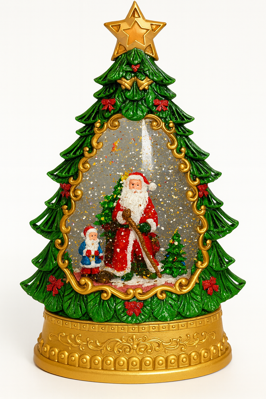🎄 Svetleća Novogodišnja Jelka – Snežna Kugla sa Deda Mrazom