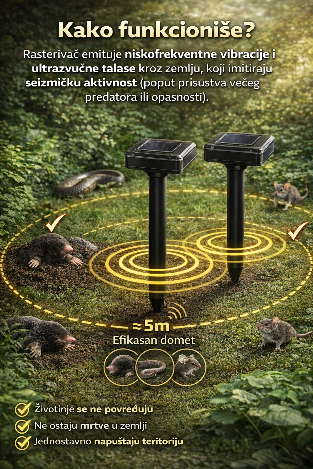 🌱 Solarni rasterivač krtica i štetočina 2komada
