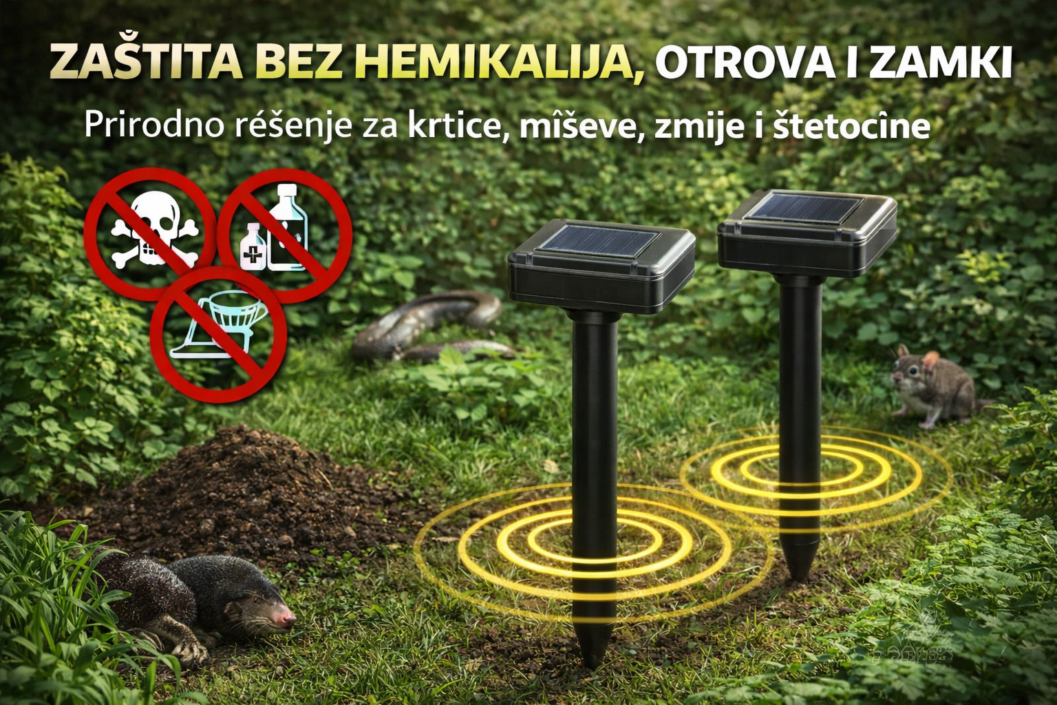 🌱 Solarni rasterivač krtica i štetočina 2komada