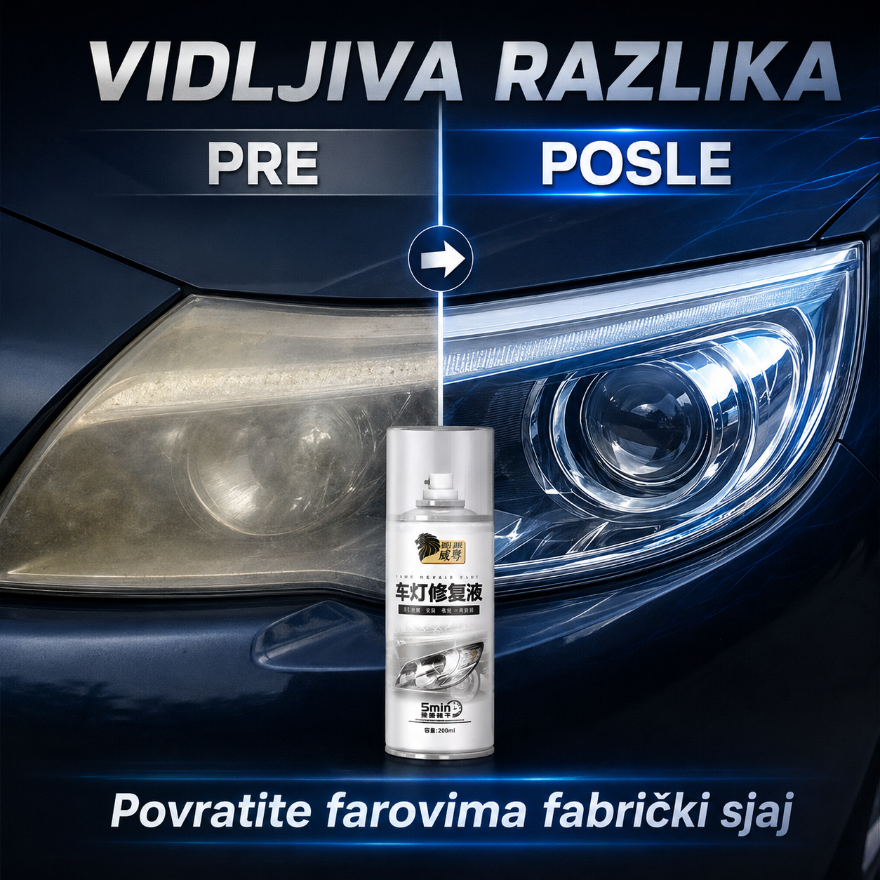 Sprej za poliranje farova