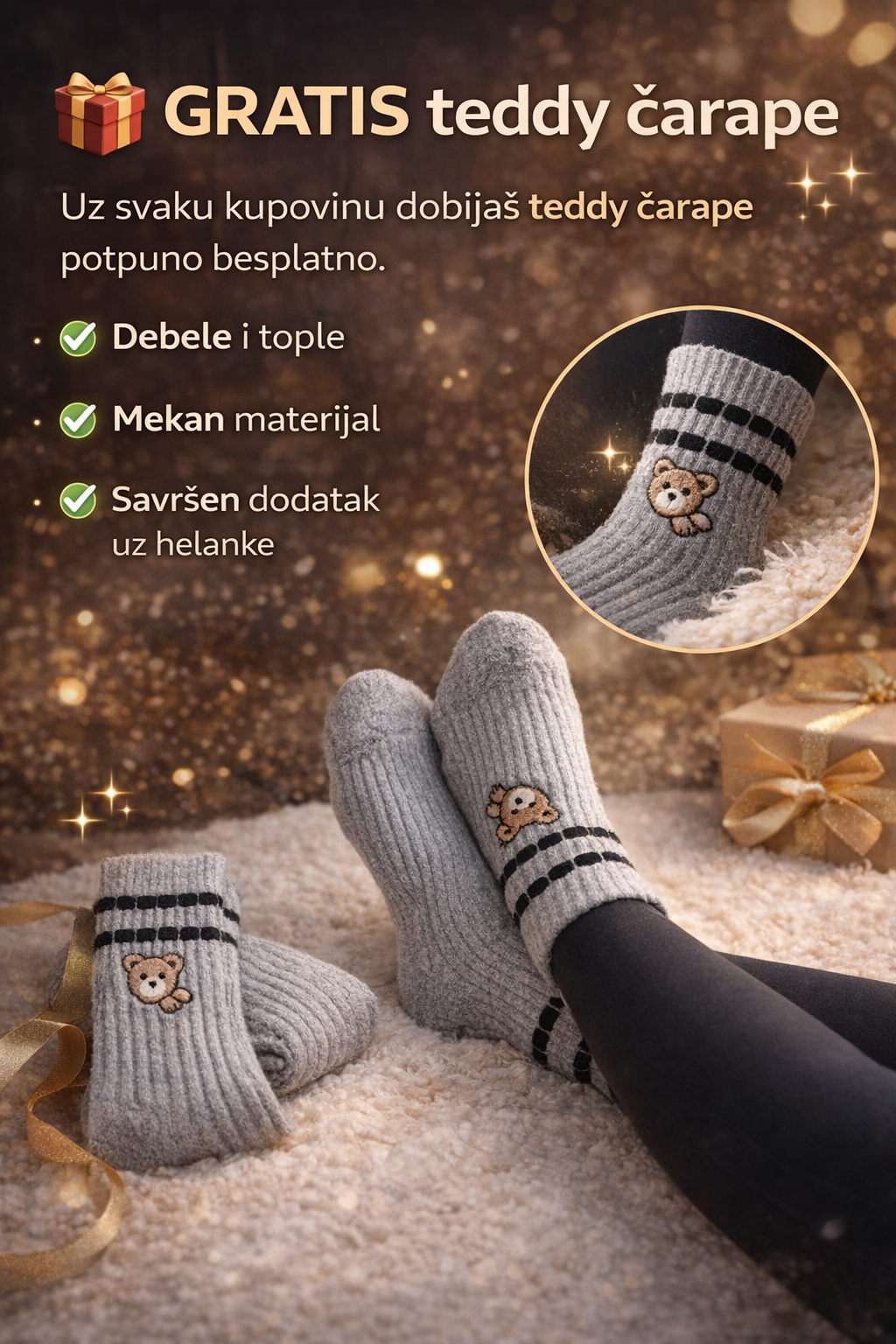 🧸 Teddy termo helanke + GRATIS čarape