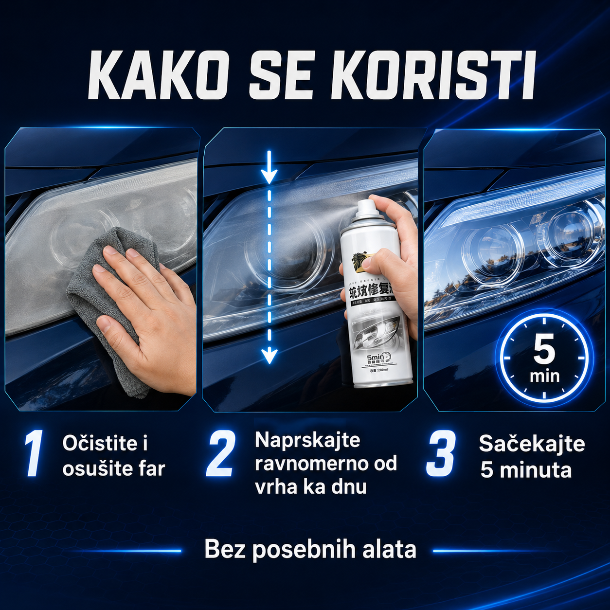 Sprej za poliranje farova
