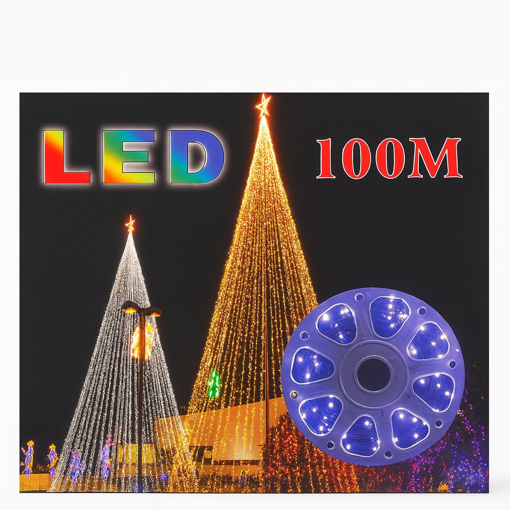 ✨ LED Svetleća Zavjesa / LED Traka 100m – Profesionalna Dekoracija za Jelke i Objekte